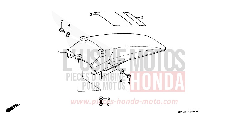 PARAFANGO POSTERIORE per CR80R2 FLASH RED (R119) del 1986