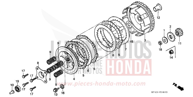 CLUTCH for CR80R FLASH RED (R119) from 1986