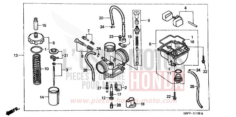 CARBURETOR for CR80RB EXPLOSION RED (R254) from 2001