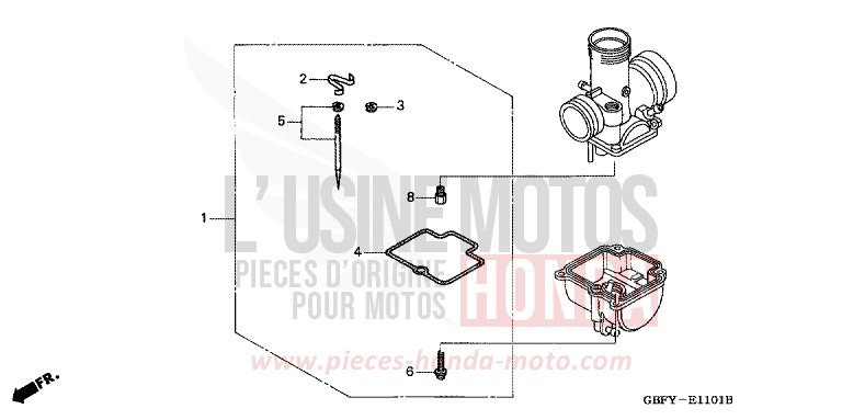 CARBURETOR OPTIONAL PARTS KIT for CR80RB EXPLOSION RED (R254) from 2001