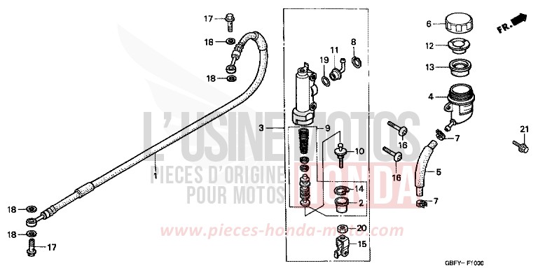 RR. BRAKE MASTER CYLINDER for CR80RB EXPLOSION RED (R254) from 2001