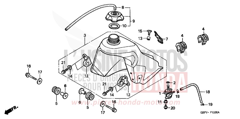 FUEL TANK for CR80RB EXPLOSION RED (R254) from 2001