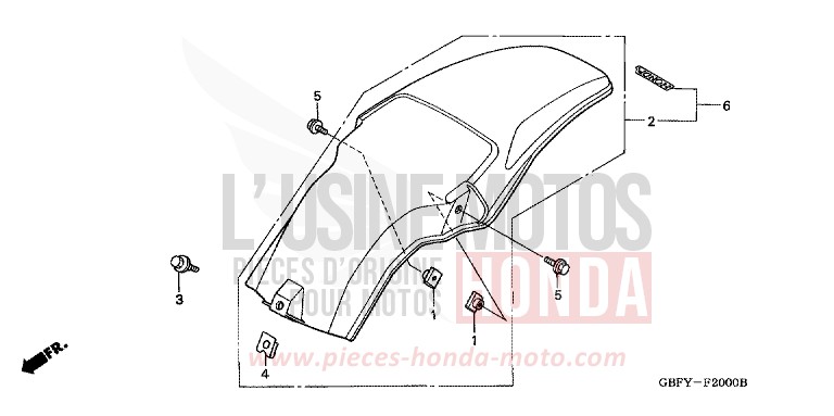 REAR FENDER for CR80RB EXPLOSION RED (R254) from 2001