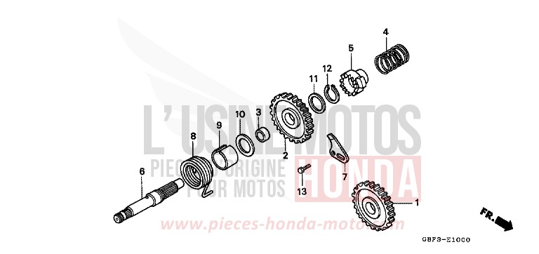 KICK STARTER SPINDLE for CR80RB NEUCLEAR RED (R177) from 1996