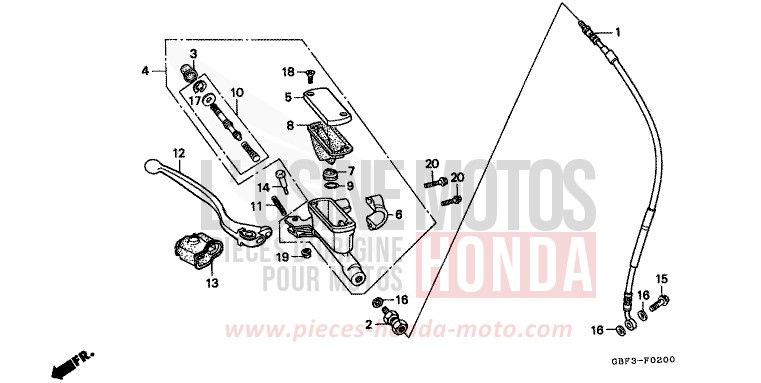 FR. BRAKE MASTER CYLINDER (1) for CR80RB NEUCLEAR RED (R177) from 1996