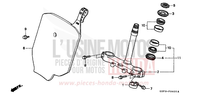 STEERING STEM for CR80RB NEUCLEAR RED (R177) from 1996