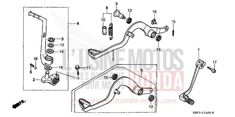 PEDALE/LEVA AVVIAMENTO per CR80RB NEUCLEAR RED (R177) del 1996