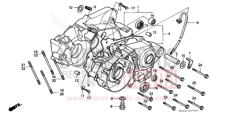 CRANKCASE for CR80R FIGHTING RED (R134) from 1988