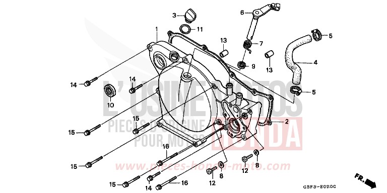 RIGHT CRANKCASE COVER for CR80RB NEUCLEAR RED (R177) from 1997