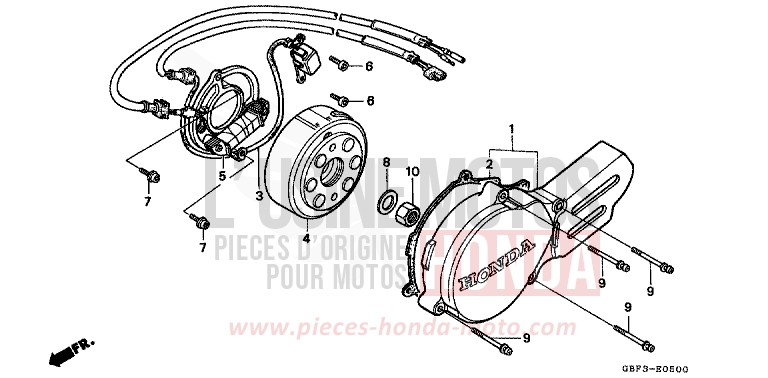 LEFT CRANKCASE COVER/ GENERATOR for CR80RB NEUCLEAR RED (R177) from 1997