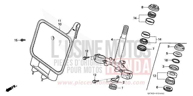 STEERING STEM (RF/RG/RH/RJ/RK) for CR80R FIGHTING RED (R134) from 1988