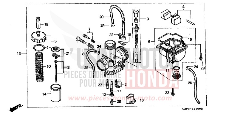 CARBURETOR for CR80RB NEUCLEAR RED (R177) from 1997