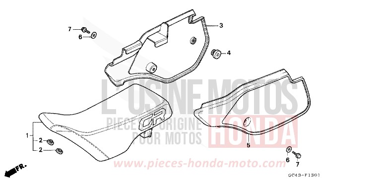 SEAT/SIDE COVER (RJ/RK) for CR80R FIGHTING RED (R134) from 1988