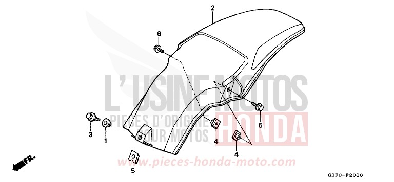 REAR FENDER for CR80RB NEUCLEAR RED (R177) from 1997
