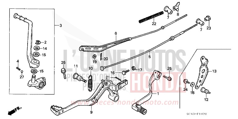 PEDAL for CR80R FIGHTING RED (R134) from 1988