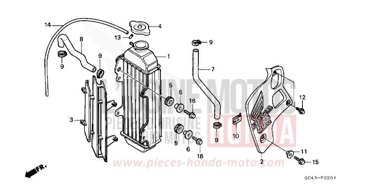 RADIATOR (RJ/RK) for CR80R FIGHTING RED (R134) from 1988