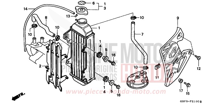 RADIATOR for CR80RB NEUCLEAR RED (R177) from 1998