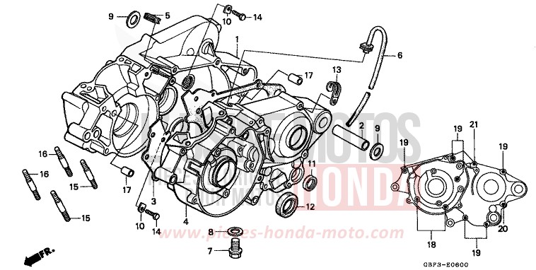 CRANKCASE for CR80RB NEUCLEAR RED (R177) from 1999