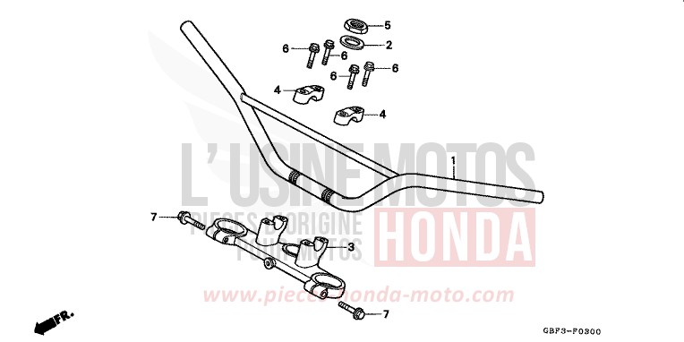 HANDLE PIPE/TOP BRIDGE for CR80RB NEUCLEAR RED (R177) from 1999