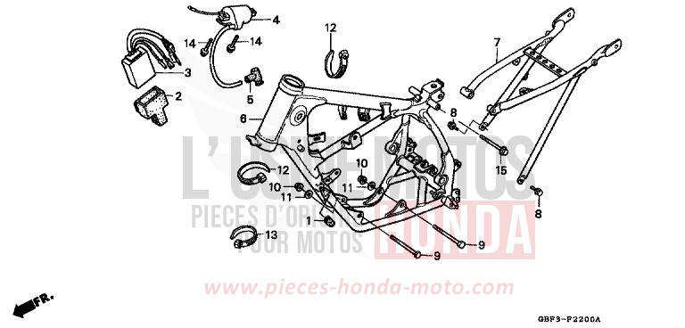 FRAME BODY for CR80RB NEUCLEAR RED (R177) from 1999