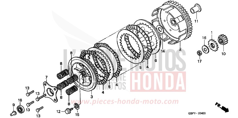 CLUTCH for CR80RB EXPLOSION RED (R254) from 2000