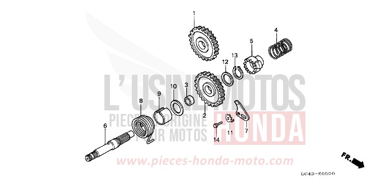 KICK STARTER SPINDLE for CR80R FIGHTING RED (R134) from 1989