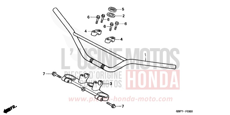 HANDLE PIPE/TOP BRIDGE for CR80RB EXPLOSION RED (R254) from 2000