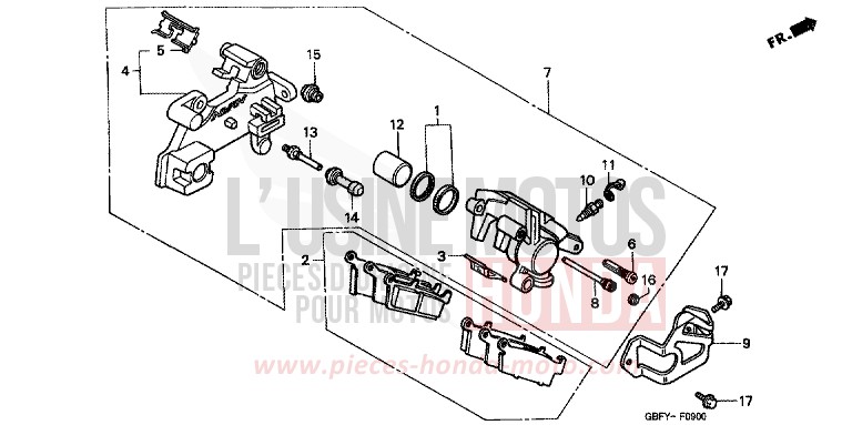 REAR BRAKE CALIPER for CR80RB EXPLOSION RED (R254) from 2000