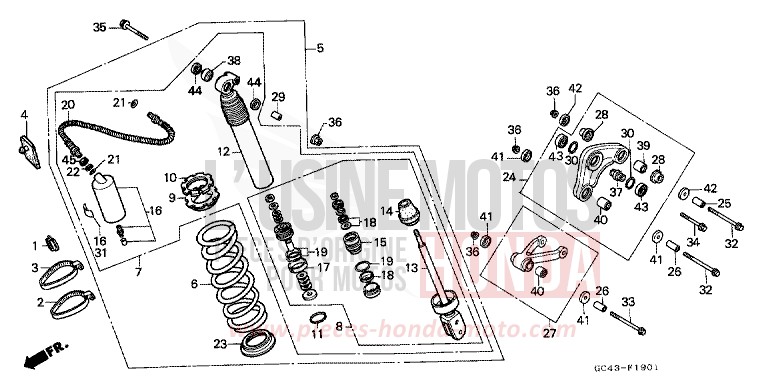 REAR CUSHION (RJ/RK) for CR80R FIGHTING RED (R134) from 1989