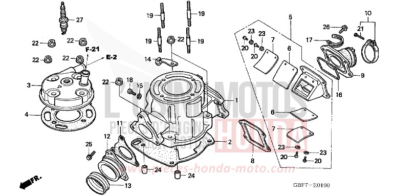 CYLINDER HEAD (CR85R3,4/RB3,4) for CR85RB EXPLOSION RED (R254) from 2003