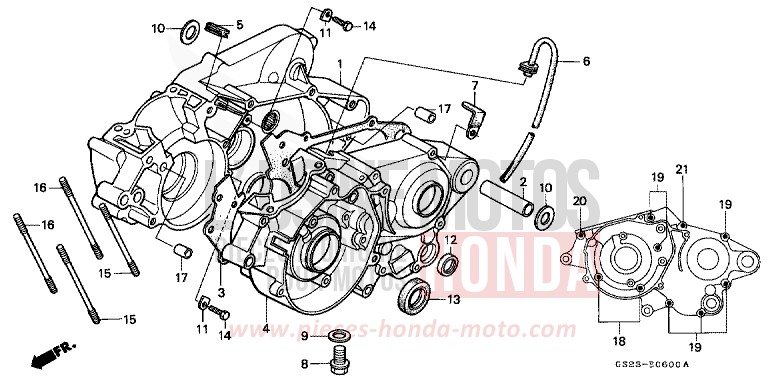 CRANKCASE for CR80R FLASH RED (R119) from 1990