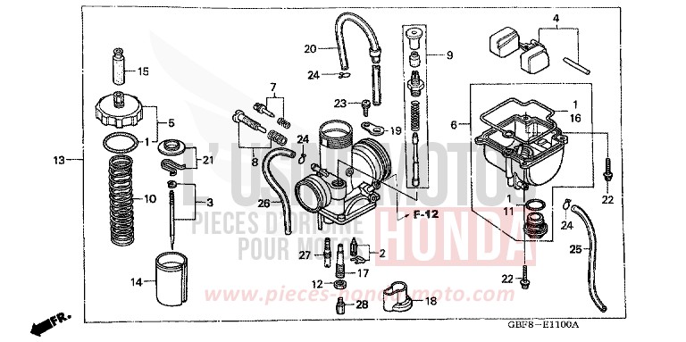 CARBURETOR (CR85R3,4/RB3,4) for CR85RB EXPLOSION RED (R254) from 2003