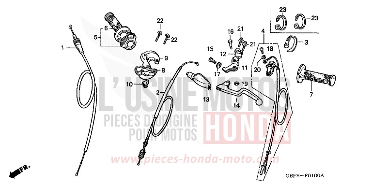 HANDLE LEVER/SWITCH/CABLE for CR85RB EXPLOSION RED (R254) from 2003
