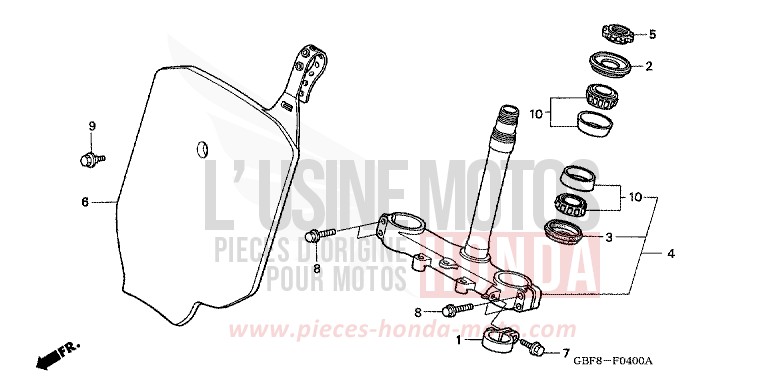 STEERING STEM for CR85RB EXPLOSION RED (R254) from 2003