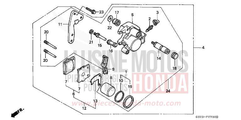 FRONT BRAKE CALIPER for CR80R FLASH RED (R119) from 1990
