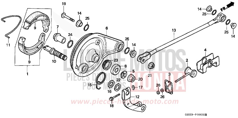 REAR BRAKE PANEL (CR80RL/RM) for CR80R FLASH RED (R119) from 1990