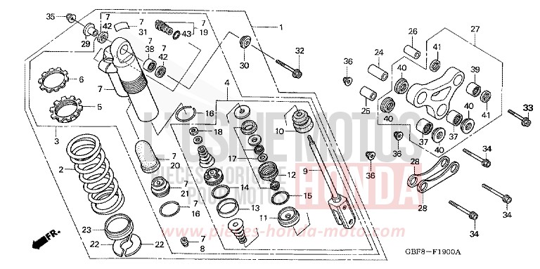 REAR CUSHION for CR85RB EXPLOSION RED (R254) from 2003