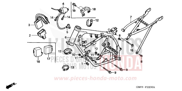 FRAME BODY for CR85RB EXPLOSION RED (R254) from 2003
