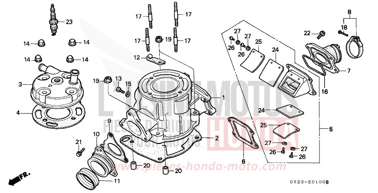 CYLINDER/CYLINDER HEAD for CR80R FLASH RED (R119) from 1991