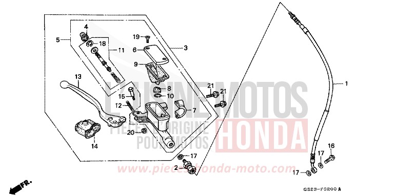FR. BRAKE MASTER CYLINDER for CR80R FLASH RED (R119) from 1991