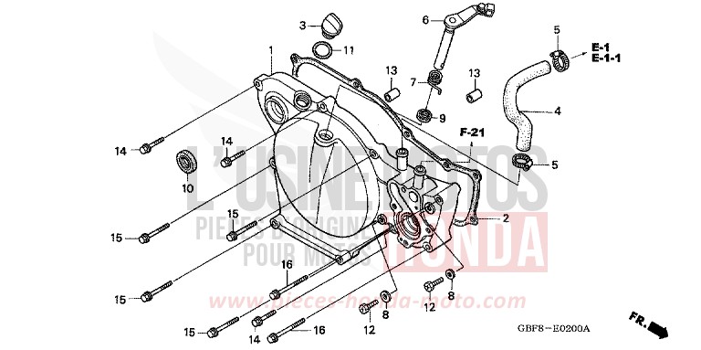 RIGHT CRANKCASE COVER for CR85RB EXTREME RED (R292) from 2006