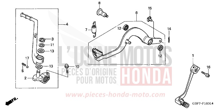 PEDAL for CR85RB EXTREME RED (R292) from 2006