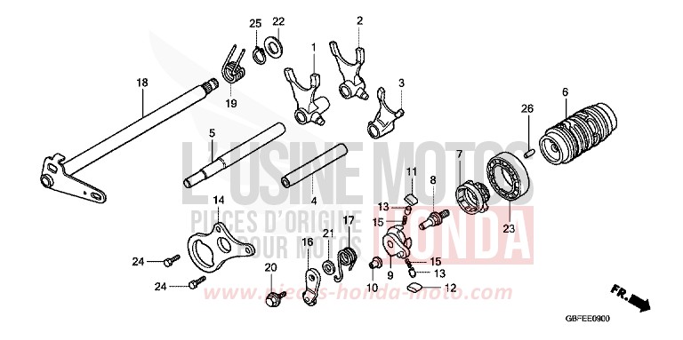 GEARSHIFT DRUM for CR85RB EXTREME RED (R292) from 2007