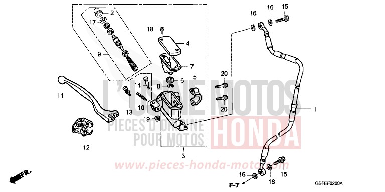 FR. BRAKE MASTER CYLINDER for CR85RB EXTREME RED (R292) from 2007