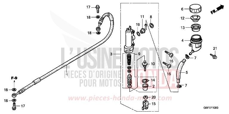 RR. BRAKE MASTER CYLINDER for CR85RB EXTREME RED (R292) from 2007