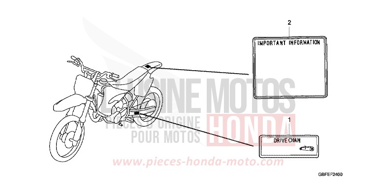 CAUTION LABEL for CR85RB EXTREME RED (R292) from 2007