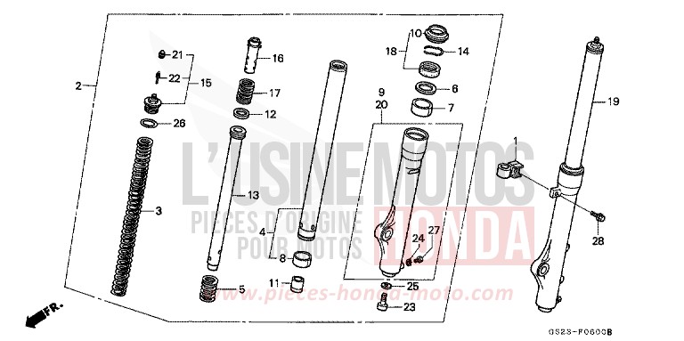 FRONT FORK for CR80R NEUCLEAR RED (R177R) from 1991
