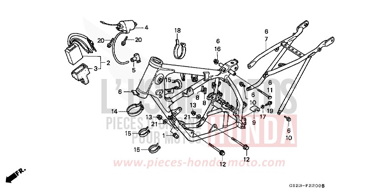 FRAME BODY/IGNITION COIL for CR80R NEUCLEAR RED (R177R) from 1991