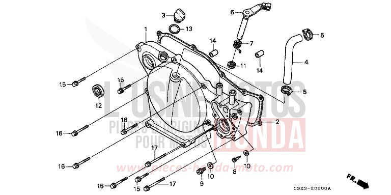 RIGHT CRANKCASE COVER for CR80R NEUCLEAR RED (R177) from 1993