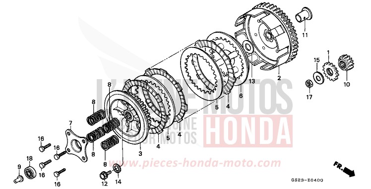 CLUTCH for CR80R NEUCLEAR RED (R177) from 1993